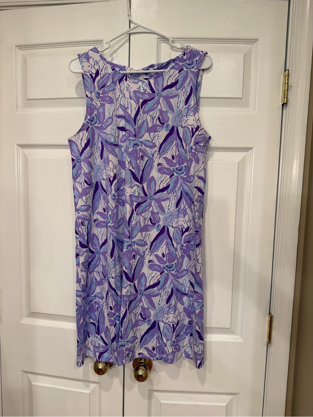 Sleeveless Purple Floral Shift Dress